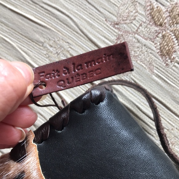 NWNT - Mini leather pouch purse with seal fur and fringe - Picture 3 of 7